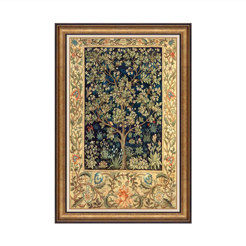 玄关装饰画美福式玄关柜壁幸墙之树画现ZU1004代简美过道画走廊竖