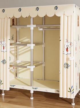 简易衣柜家用卧实室用衣38280柜出租房屋结耐经济布型衣橱单人小