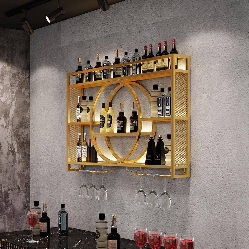 铁IBC艺吧台酒架挂墙展示柜柜酒置物墙上餐厅壁挂式架现代红酒架
