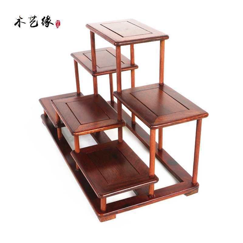 小博古木实中麦太保古典紫砂茶壶架酸枝多宝格置物式架盆景架展示