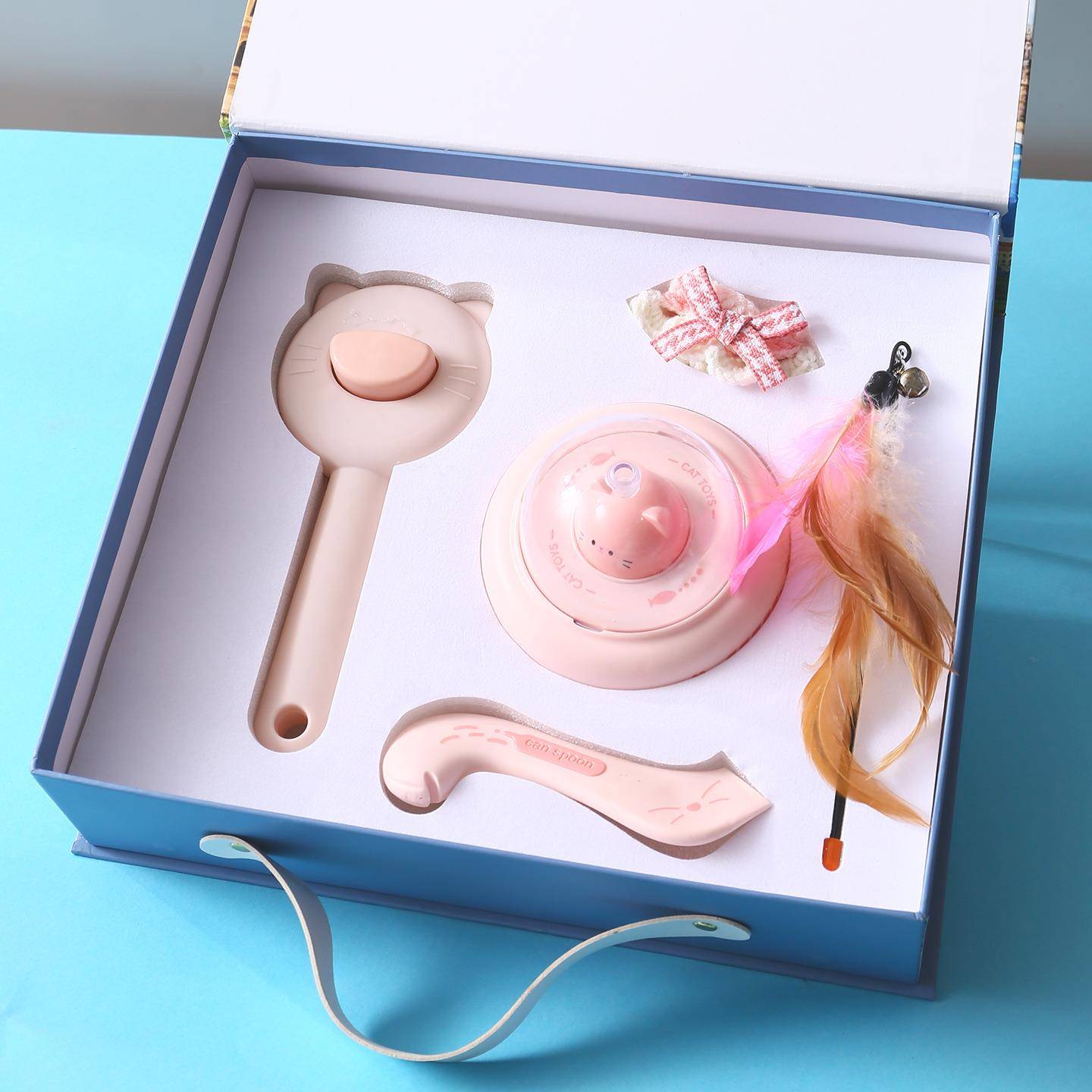 宠用品套装电动自动避逗猫器按摩梳宠物用品头勺手罐让工编织围脖