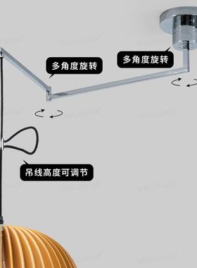 22室025新款日式简432约摇臂伸缩吊书房卧餐厅民宿网红氛围南瓜灯