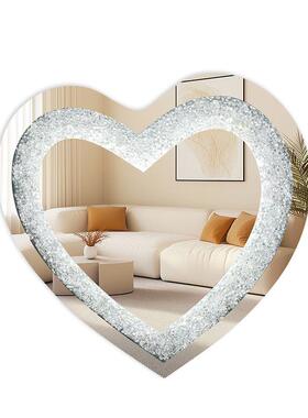 欧灯生美led心形水晶化镜妆镜精致带梳妆壁挂式78477卫间浴室补光