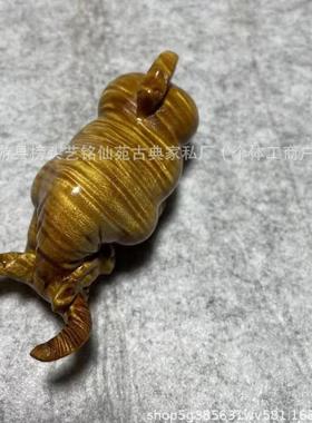 仙艺铭苑金丝LGF楠木斗牛满水波肖纹生牛玩手把文件新款桌面摆件