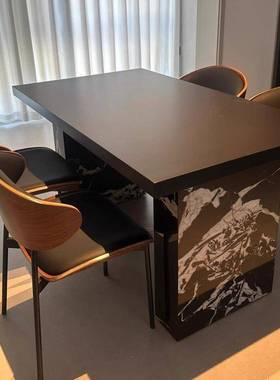 意式餐桌岩板岛台桌组豪斯大户型简餐DEH约合现代茶桌长椅方形单