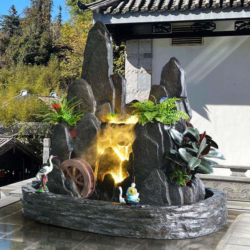 大型室内客厅假入山喷泉花园水庭院山PTQ水景观盆景瀑布流户酒店