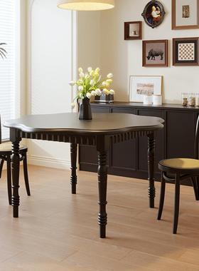 式餐桌实木饭桌子小户家用一桌四椅美式法风复古圆83955形中古型