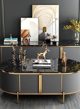 几轻奢电视客茶几组合岩板现代48534简约厅家具长柜方形大理石茶