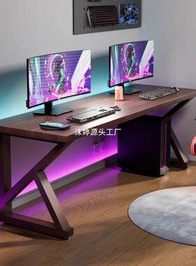 双人实木家电排脑桌台式用电竞桌简卧58735室大板书桌工作台拼长