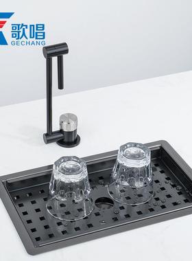 歌唱餐边柜水槽槽超31422浅迷你小单纳米黑色不锈钢水中台岛台池