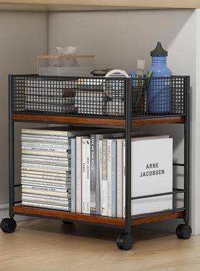 INO可移动架带轮书桌书旁放书置物架落地包易铁艺书本收纳简学生