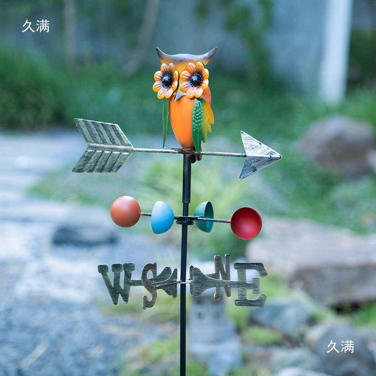 金属猫头大公鸡风向装饰t$*&lo$*件大风车花园阳台庭院标草鹰地幼