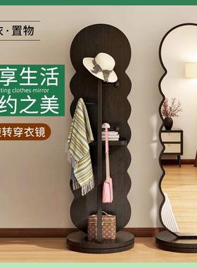 全身镜穿女衣落地波浪镜家镜46806用宿旋转试衣镜生卧室舍可移动