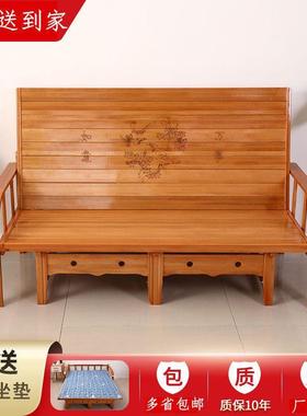 竹折家叠沙床两用床双人单人多功能午休简易用经济FKS发型实木硬