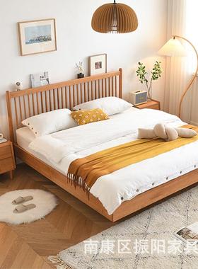 樱桃床木1.5米主卧箱35649体床1木.8米单双人原气压高箱温莎床卯
