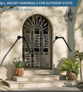 户台阶扶手艺楼外梯34837扶手2-3步台阶现代铁简庭约院楼梯安全防