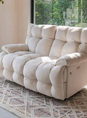 奶油风网双红功卧室云朵懒人沙发床能人位电70094动沙发舱小户型