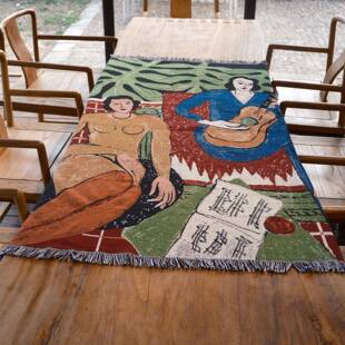 克姆沙特复古抽象油画XT2023-1毯古艺术挂里毯卧室床头墙面中装饰