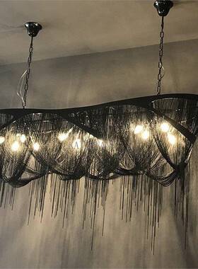 后现楼代16253创挑意流苏灯鱼造型艺术造吊型灯复式别墅酒店客厅