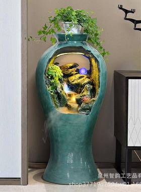 家中式假喷山流水摆件招财客厅电DXG视柜边办公室阳台泉别墅居装