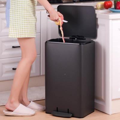 30桶升大容加厚不锈钢踩41042厨房垃圾免弯腰方形脚静量音20升垃