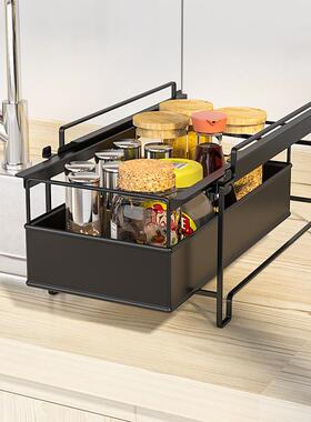 下水纳槽置物架屉橱柜内分推拉层抽式调料调86685味品收架子可叠