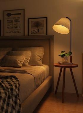 茶几地厅灯客沙发旁边简落约卧室床头柜置物一网77352红立式台灯