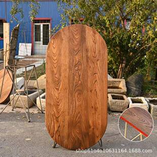 老榆木门板茶桌板实办室桌EGX公面原木风化门板木民板宿茶楼茶台