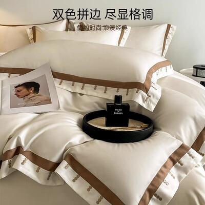 A类母婴100长绒棉四件套s奢轻MCQ纯棉全棉被套床单床笠款床级上用