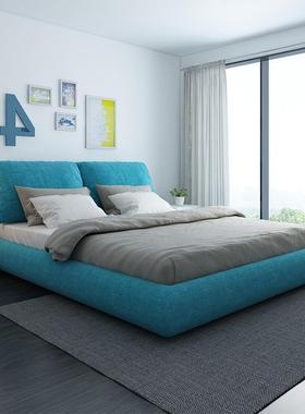 简fLE布艺主卧双人床1.5婚m1.8米约83699现床代可拆洗