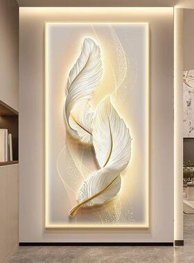 羽毛挂玄关装饰画现简20240318代约入户对门口画走廊过正道发光le