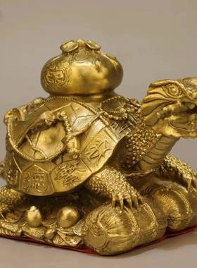 龙龟10402件全八宝龙龟家用办公桌室面小号装饰铜品带宝龙头龟摆