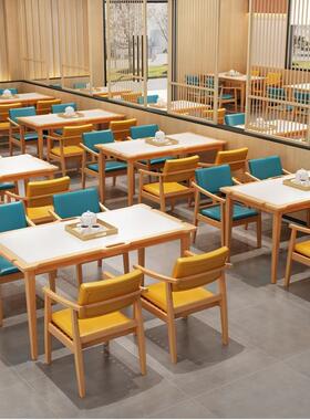 养老老院实木敬餐桌椅适老家具化老院63412人食堂餐椅老年活动室