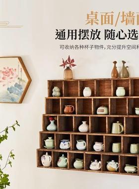 茶架子置物架实木桌收纳柜厅博古架小型茶茶具客面架茶架展79060