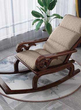 云朵卷扶手摇椅新客中式椅实木摇闲摇休椅家用躺椅厅家具57004懒