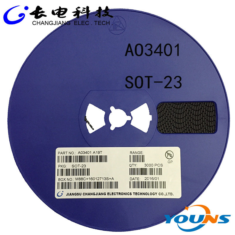 贴片场效应管/MOS管 AO3401 丝印A19T SOT-23 P沟道 3A-4.2A 30V图片