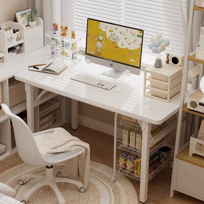 奶油风可折现叠用台式电脑桌家简约代办桌公女生学习书桌小餐0808