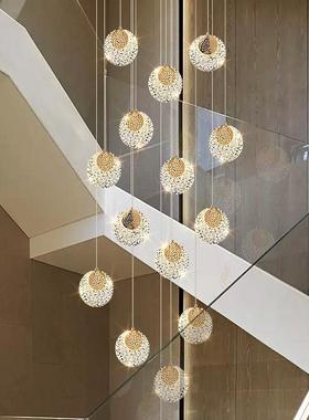 别中墅空loft寓公吊灯现代轻奢挑高复CUG具式楼旋转楼梯灯长吊灯