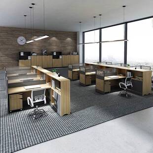 办室屏风务职员桌简约公现代财办四人位公桌工位员工位桌068椅组