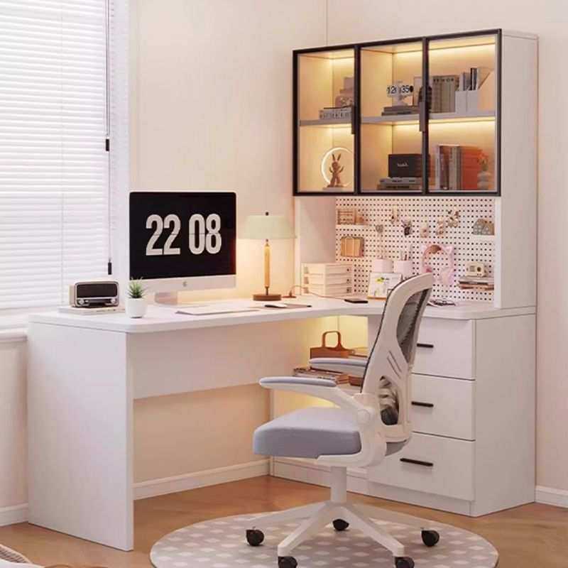 转角实木书桌书架一体简易书柜学生卧室家用办公写字电脑桌桌子,模玩/动漫/周边/娃圈三坑/桌游,模型制作工具/辅料耗材,淘宝优惠券,粉丝福利购,淘宝优惠卷