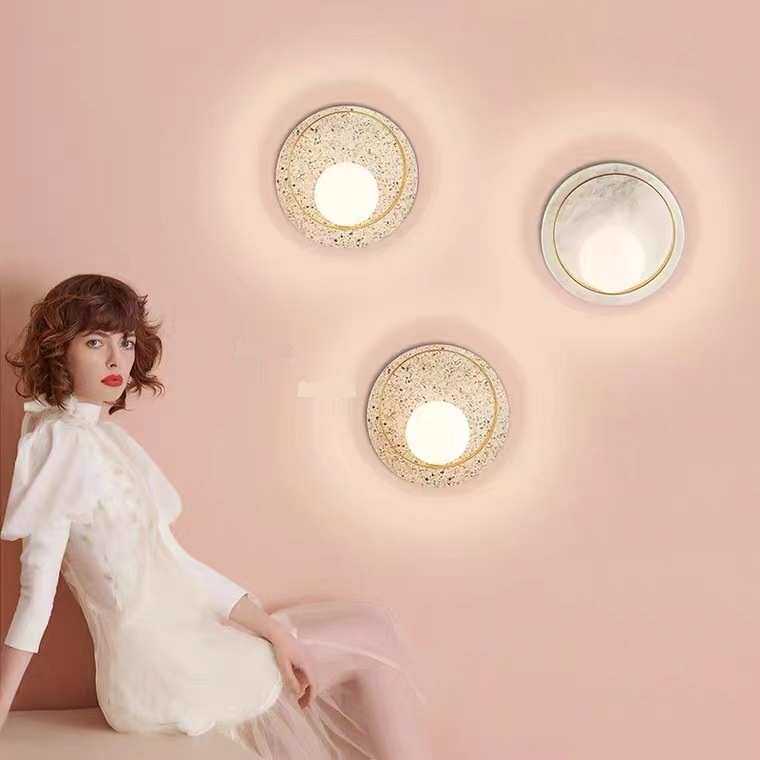 卧室床头壁灯北欧后现代轻奢创意设计师大理石客厅酒店过道造型灯