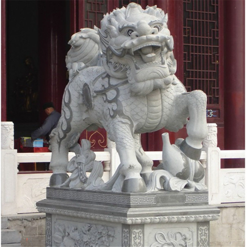 现货1.5石雕麒麟 花岗岩麒麟一对庭院门口摆件 麒麟雕刻动物雕塑