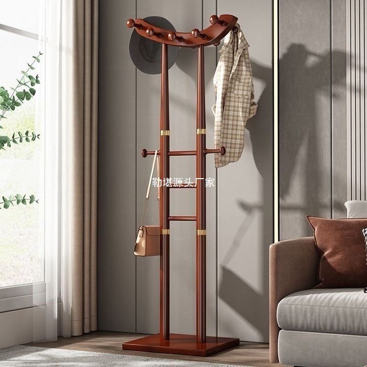 实木新中式落地衣帽架