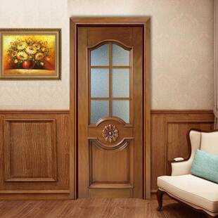 直销木门静音复古胡桃木实木门室内房间平门原定开VRX制纯安装