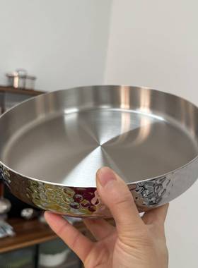 04不锈钢韩式锤纹3子家用菜盘子酸菜鱼炒菜盘子ZGI盘加厚煎煎盘鸡