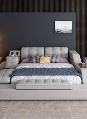 现代简约榻米包床RCP欧式大主卧户型单榻人软床1.8米双人床皮床