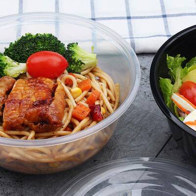 美式圆形打包碗厚快餐盒便当碗汤格分外卖汤碗YS-OB105打包碗带加