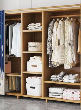 衣柜卧PEO室家简用易组装出租房经实型布艺多层柜子结耐用济竹挂