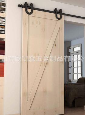 HQP欧凯森大件蹄款谷仓门吊马轨推拉移门五金黑色重型谷仓门配全