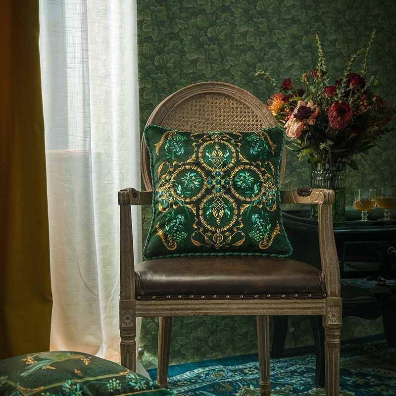 欧F869H596爵士式美式抱枕复办古轻奢沙靠垫床头公室腰发枕靠枕套